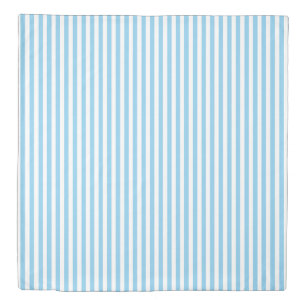 Baby Blue and White Small Size Vertical Stripes Duvet Cover