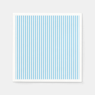 Baby Blue and White Small Vertical Stripes Paper Napkins