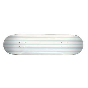 Baby Blue and White Striped Minimalist Beach Skateboard