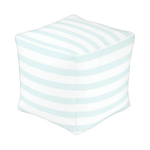Baby Blue and White Stripes Pouf