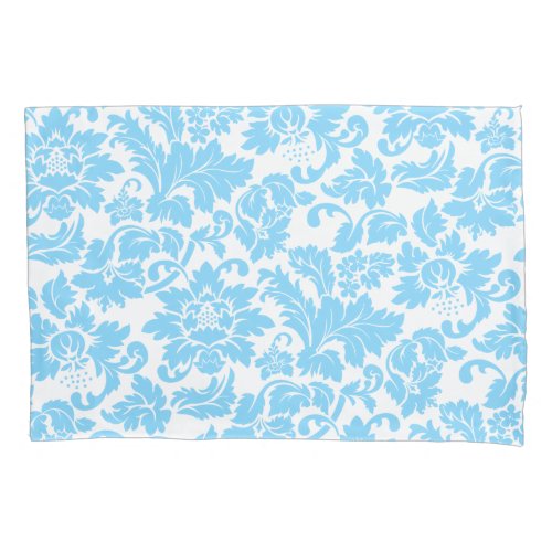 Baby Blue And White Vintage Floral Damasks Pillow Case