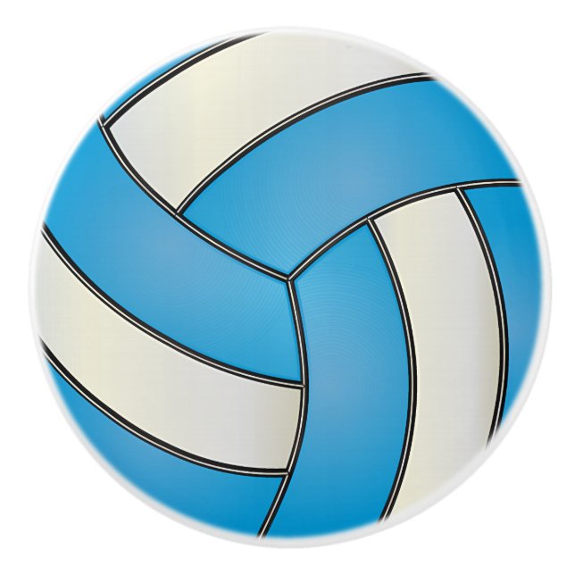 Baby Blue and White 🏐 Volleyball Ceramic Knob (Front)