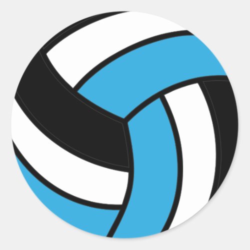 Baby Blue and White Volleyball Classic Round Sticker