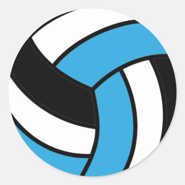 Baby Blue and White Volleyball Classic Round Sticker (Front)
