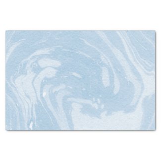 Baby Blue and White Watercolor Swirl Tissue Paper