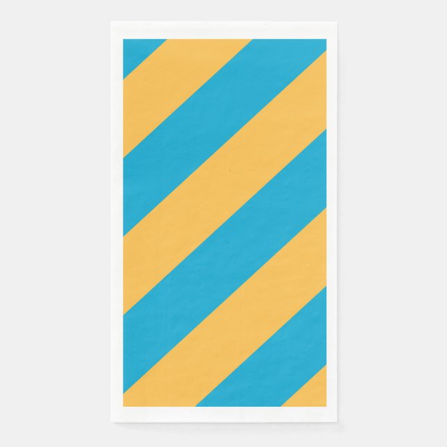 Baby Blue and Yellow Stripes Paper Guest Towels (Front)