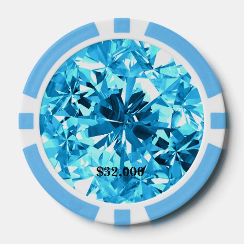 Baby Blue Aquamarine Gem Stone Poker Chip