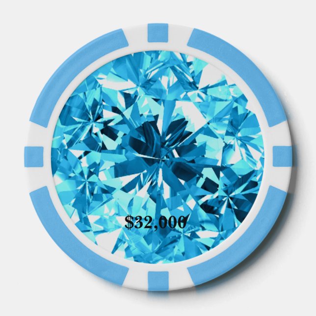 Baby Blue Aquamarine Gem Stone Poker Chip (Front)