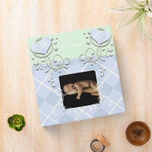 Baby Blue Argyle Heart Swirls-Your Photo Binder