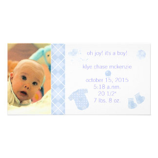 Baby Blue Argyle - Oh Joy! It's A Boy! Card
