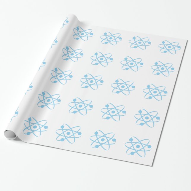 Baby Blue Atom Wrapping Paper (Unrolled)