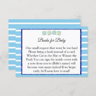 Baby Blue baby Shower Books For Baby Card