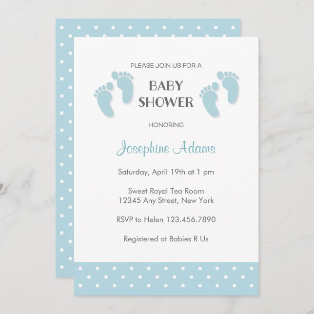 Baby Blue Baby Shower Invitation (Front/Back)