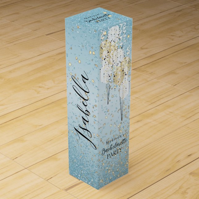 Baby Blue Bachelorette Party  Wine Box (Front)
