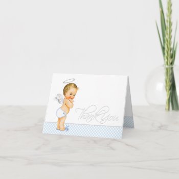 Baby Blue Baptism Thank You Cards by The_Vintage_Boutique at Zazzle