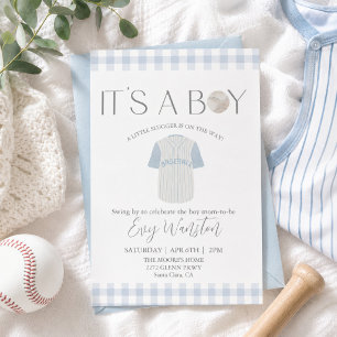 Baby blue baseball Oh, boy baby shower invitation