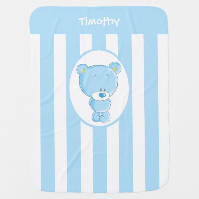 Baby Blue Bear Baby Blanket (Front)