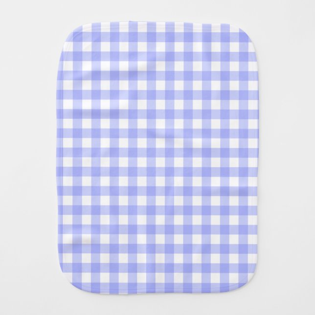 Baby Blue Beautiful Gingham Checks Pattern Baby Burp Cloth (Front)