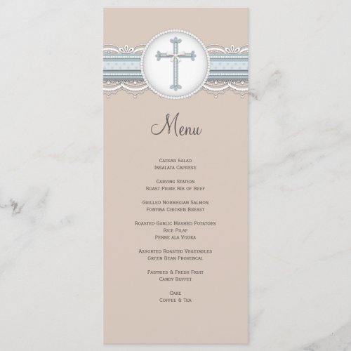 Baby Blue | Beige Cross Religious Celebration Menu