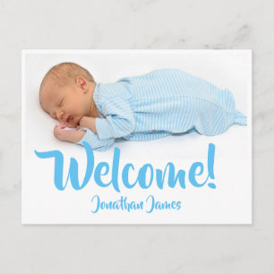 Baby Blue Birth Photo Announcement Postcard