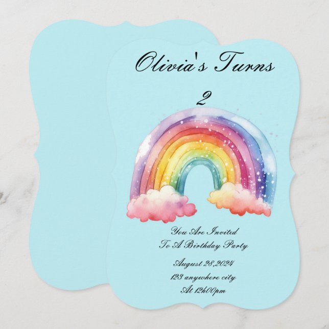 baby blue birthday party invitation (Front/Back)