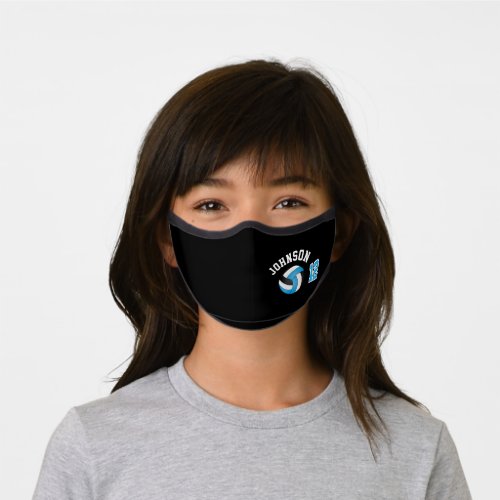 Baby Blue Black and White Volleyball Premium Face Mask