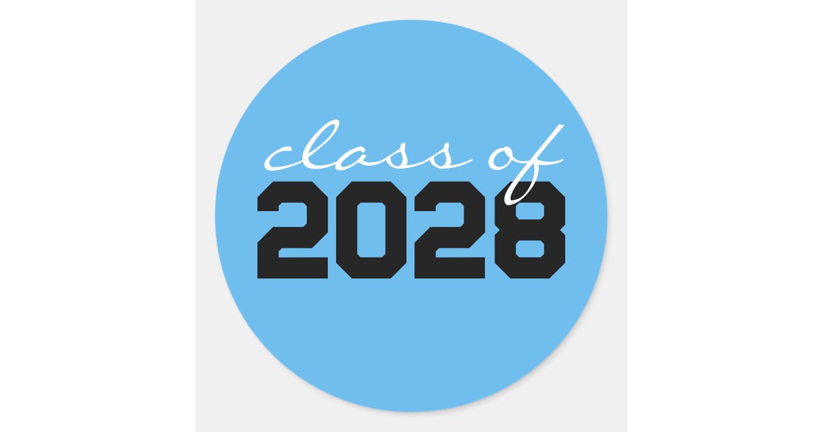 Baby Blue Black Graduation Classic Round Stickers | Zazzle