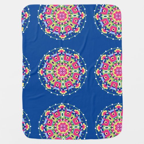 Baby Blue Blanket Boy and Girl with Floral Pattern
