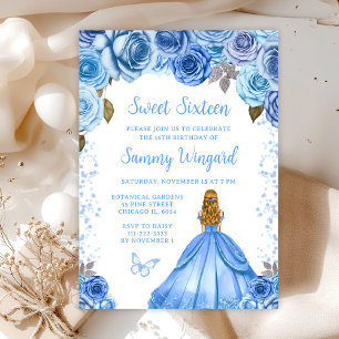 Baby Blue Blonde Hair Princess Sweet Sixteen Invitation
