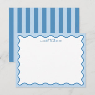 Baby Blue & Blue Wavy Border Note Card