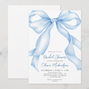 Baby Blue Bow Coquette Ribbon Bridal Shower Invitation
