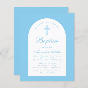 Baby Blue Boy Baptism Arch Budget Invitation