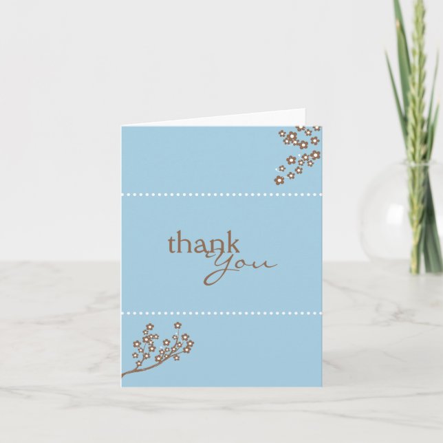 Baby Blue Branch Design Thank You Card (Front)