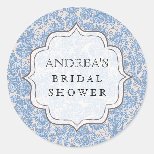 Baby Blue Bridal Shower Dessert Table Tag Label (Front)