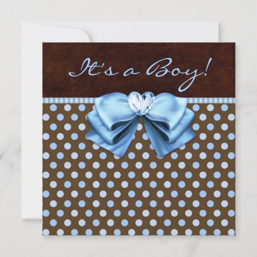 Baby Blue Brown Baby Boy Shower Custom Invite