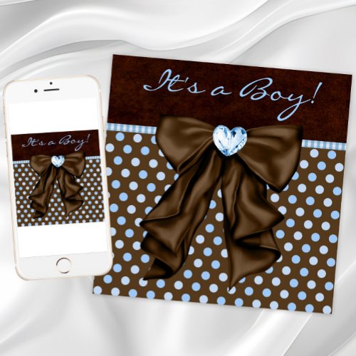 Baby Blue Brown Baby Boy Shower Personalized Invitations