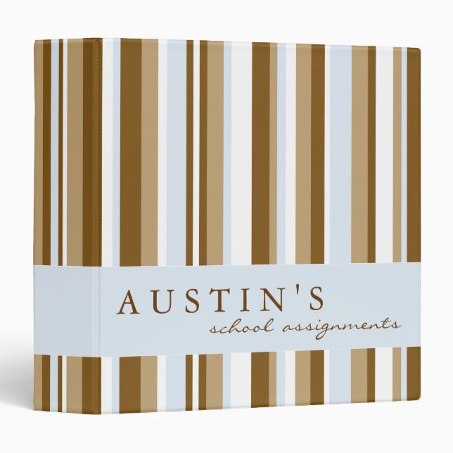 Baby Blue & Brown Stripes Binder (Front/Spine)
