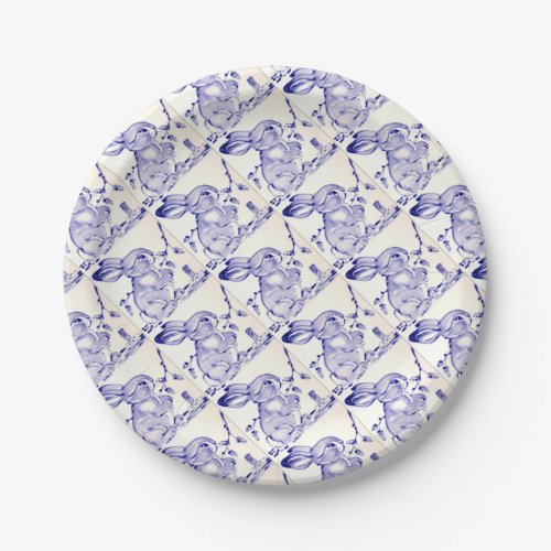 Baby Blue Bunny Rabbit Cute Party Supplies Paper Plates