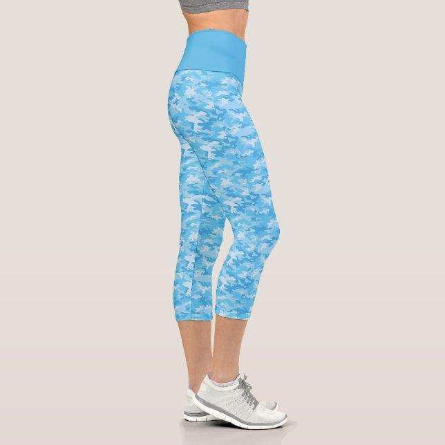 Baby Blue Camouflage High Waisted Capris (Right)