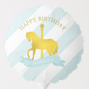 Baby Blue Carousel Horse "Birthday Girl" Balloon