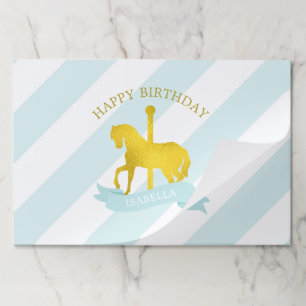 Baby Blue Carousel Horse "Birthday Girl" Paper Pad