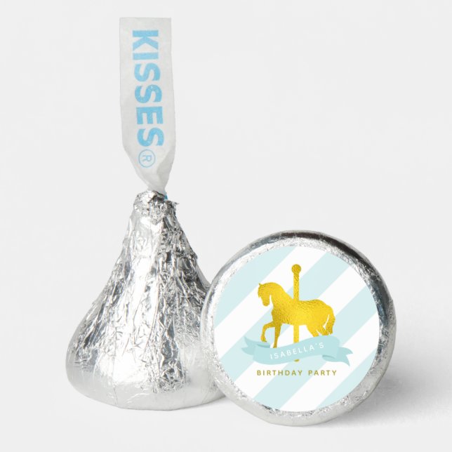Baby Blue Carousel Horse Birthday Party Hershey®'s Kisses® (Front)