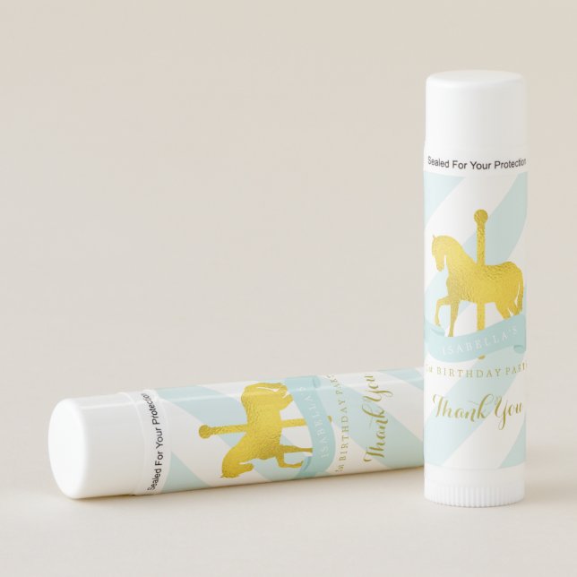 Baby Blue Carousel Horse Lip Balm (Front)