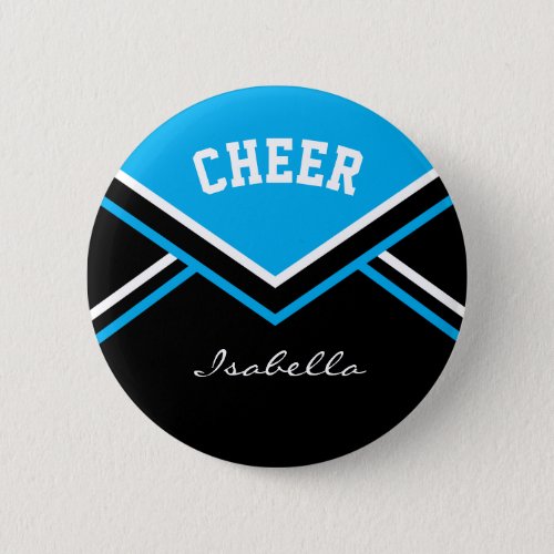 Baby Blue Cheerleader Cheer Button