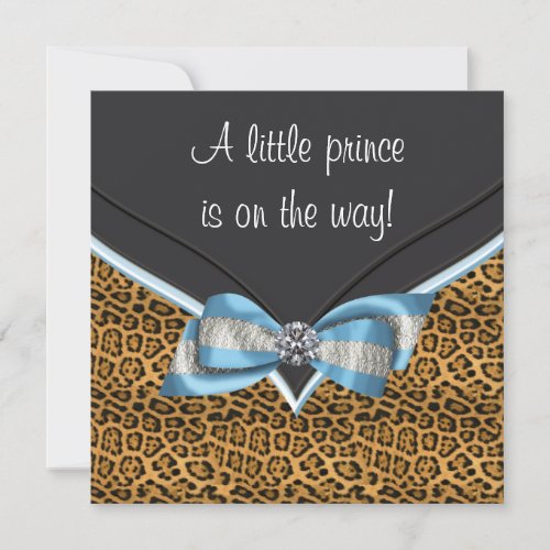 Baby Blue Cheetah Prince Baby Shower Personalized Invites