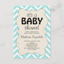 Baby Blue Chevron Baby Shower Invitation