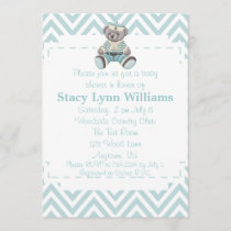 Baby Blue Chevron Baby Shower Invitation