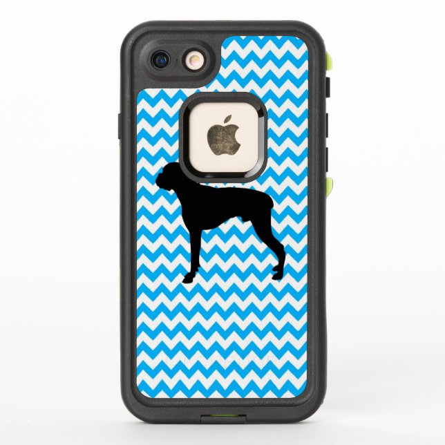 Baby Blue Chevron With Boxer Silhouette LifeProof iPhone Case (Back)