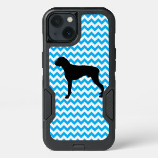 Baby Blue Chevron With Boxer Silhouette iPhone 13 Case