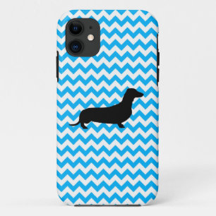 Baby Blue Chevron With Dachshund Case-Mate iPhone 11 Case